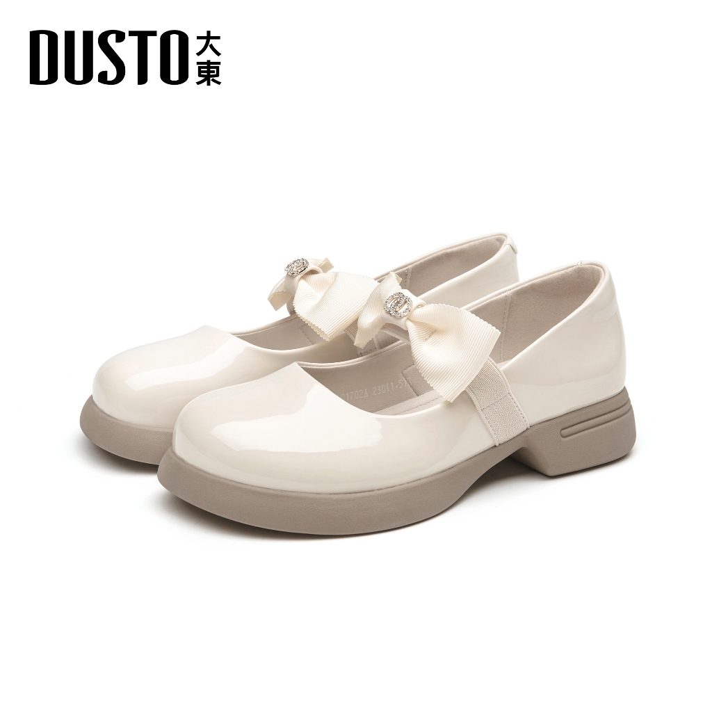 DUSTO รองเท้าแมรี่เจน หน้าโบว์ ส้นเตี้ย เสริมส้น 3.6cm สีพาสเทลละมุน ฤดูกาล2025 รุ่นพิเศษดีเทลลายทันสมัย
