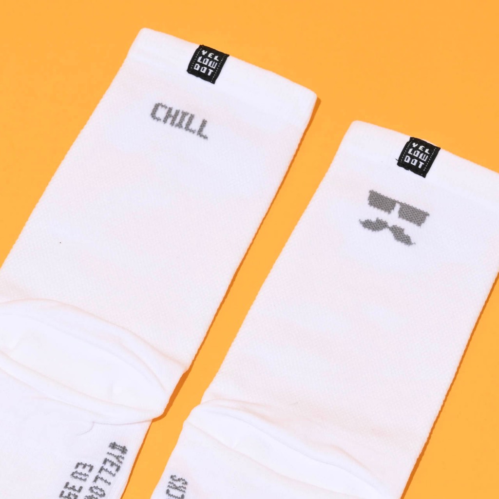 Chill Bro White YELLOW DOT SOCKS