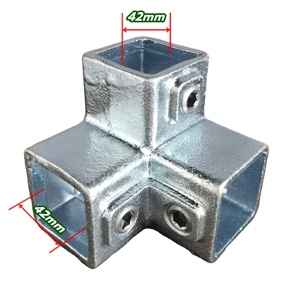AMZ ข้อต่อสามทางมุม กัลวาไนซ์ ข้อต่อเหล็กกล่อง ขนาด 1 1/2 x 1 1/2 นิ้ว งานโครงสร้าง ชั้นวางของ