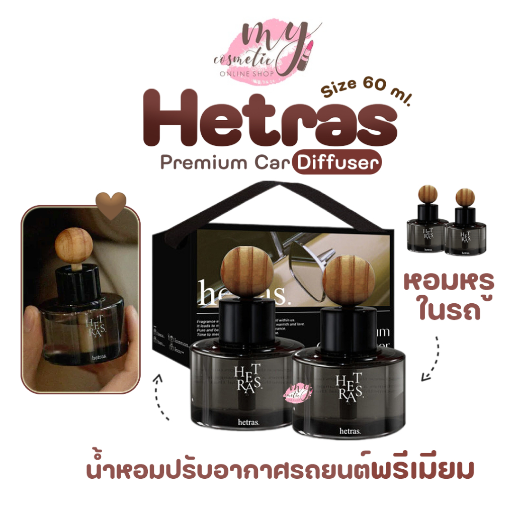 (🌼แท้ / พร้อมส่ง 🌼) Hetras Premium Car Diffuser น้ำหอมปรับอากาศรถยนต์พรีเมียม⚡ไซด์ 60ml กับ 77ml