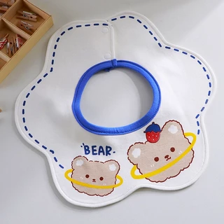 Babyonline(R121)G3-OF4(ส่งด่วน1วัน)ผ้าซับน้ำลายเด็กแรกเกิดแบบคอบรอบคอผ้า2ชั้น กันน้ำ มีกระดุมปรับได้
