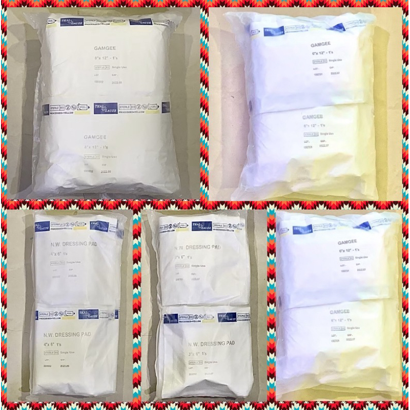 (ยกลัง) ผ้าก๊อซฆ่าเชื้อ 3*6 / 4*6 / 6*8 / 6*12 11*12 นิ้ว Gauze Pad sterile / Top Dressing Pad Sterile ผ้าก๊อส สำลีแผ่น