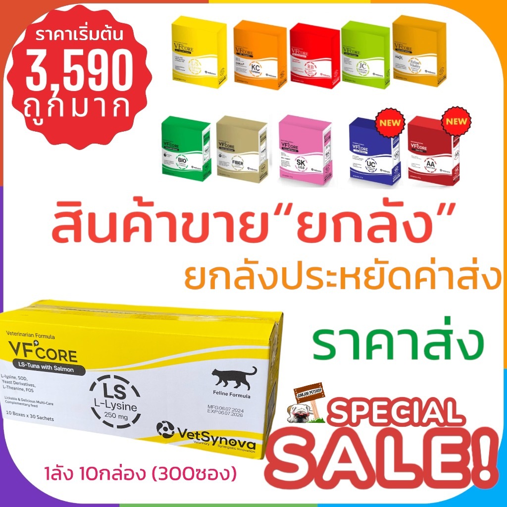 ยกลัง 10กล่อง VFcore (ไม่คละ) อาหารเสริมไลซีน บำรุงเลือด บำรุงข้อ เสริมวิตามิน ในรูปแบบขนมแมวเลีย บร