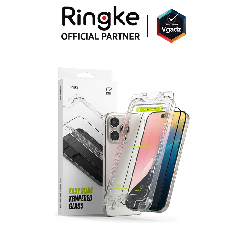 Ringke ฟิล์มสำหรับ iPhone 16 Pro / 16 Pro Max รุ่น Easy Slide Tempered Glass (ฟิล์ม2แผ่น)