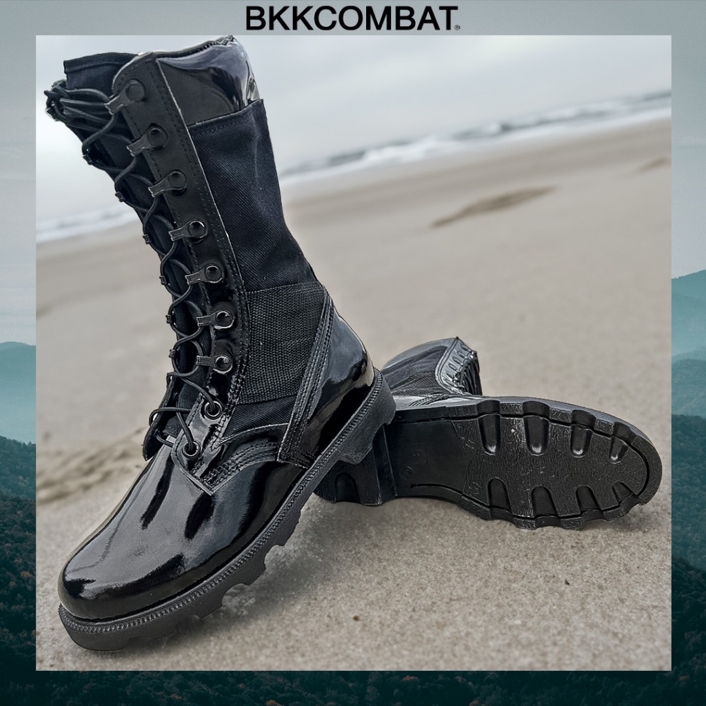 รองเท้าจังเกิ้ล รหัส BJ01 หนังขัดมันพรีเมี่ยม หนังวัวแท้ สูง11นิ้ว ทรงRหัวมน ทรงUS - รูปที่ 6