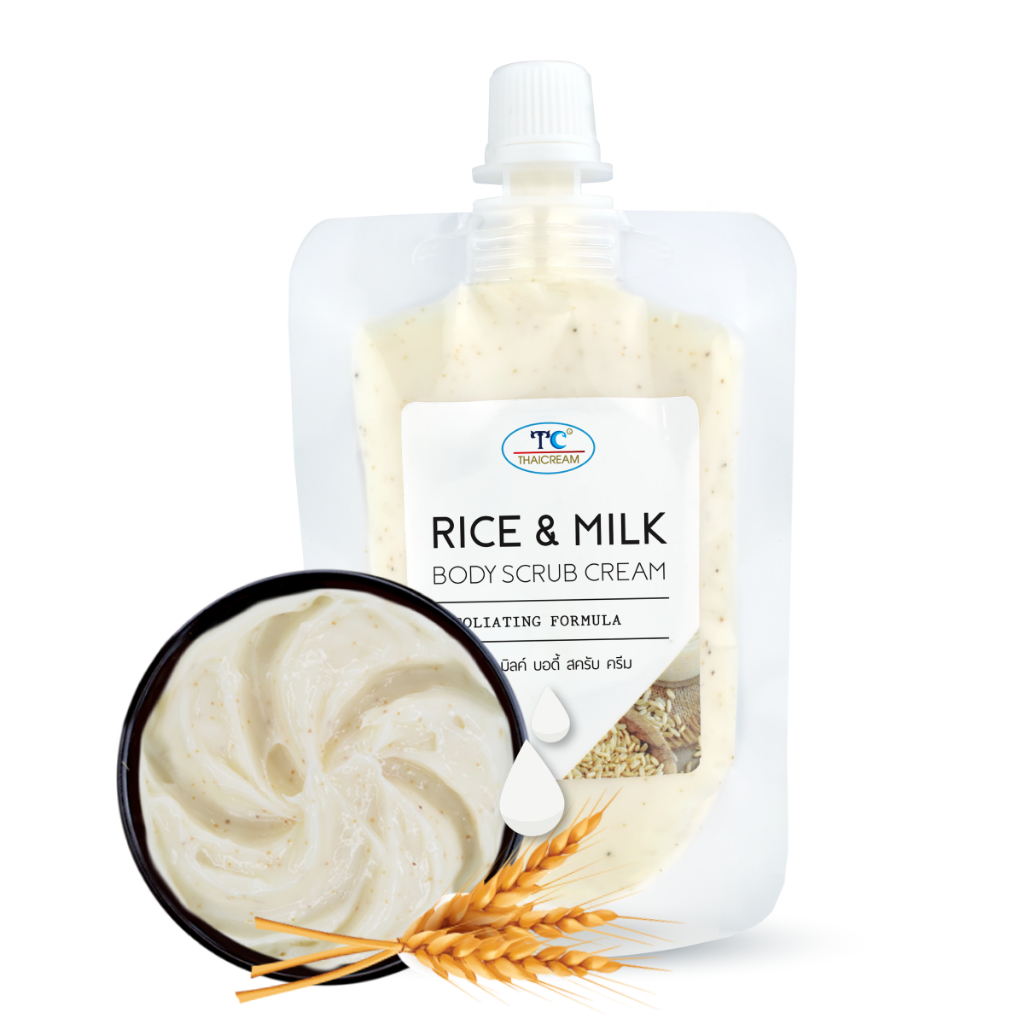 Thaicream สครับมิลค์โปรตีน & ข้าว ครีมสครับขัดผิว สครับผิวข้าว ไทยครีม Rice & Milk Body Scrub 40g