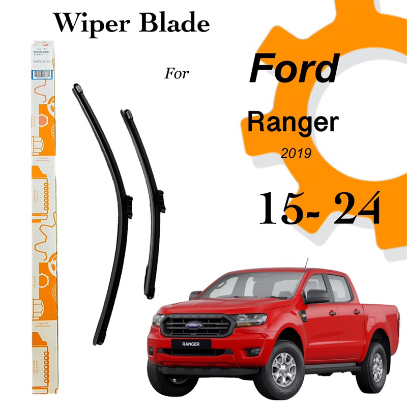 ใบปัดน้ำฝน ตรงรุ่นรถ สำหรับรถ Ford Ranger ปี 2019 ขนาด 15+24นิ้ว 1 ชุด 2 ชิ้น