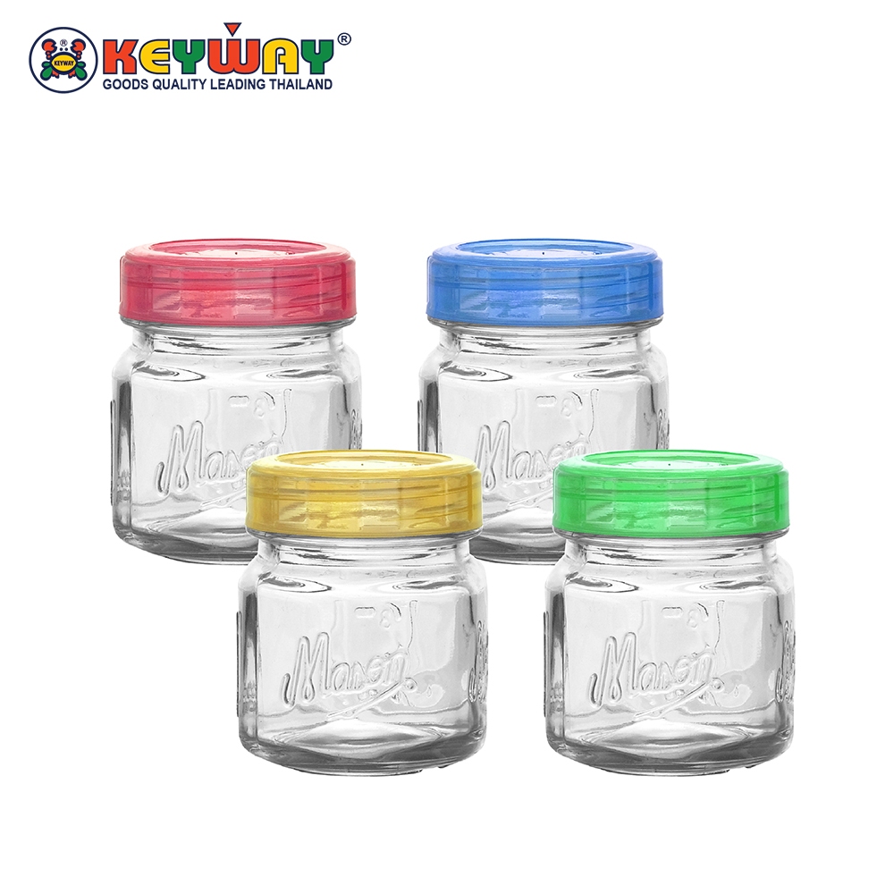 ขวดโหลทรงกลม คละสี (300 ml) Glass Jar : 80079/1