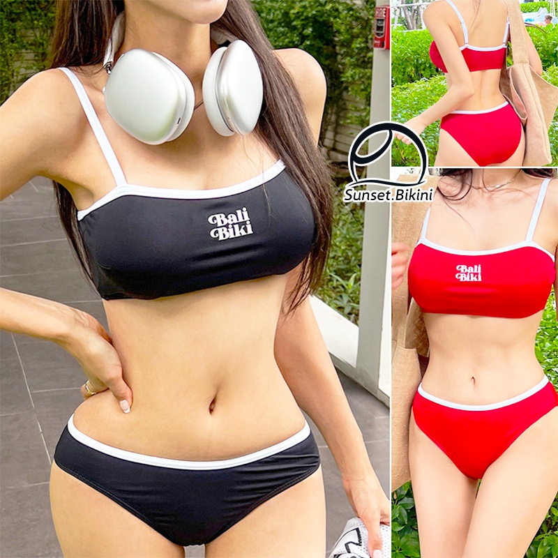 Sunset.Bikini🌊🌊ชุดว่ายน้ำผู้หญิง ชุดว่ายน้ําผู้หญิงทูพีช รูปแบบใหม่ แฟชั่น เซ็กซี่ เว้าหลัง ชุดไปทะเล