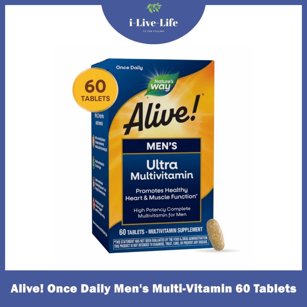 วิตามินรวม  Alive! Once Daily Men's Multi-Vitamin 60 Tablets - Nature's Way