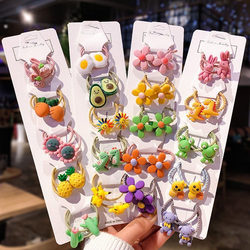 10pcs-เชือกผม ฤดูร้อน สไตล์ใหม่ ยืดหยุ่นสูง ทนทาน เครื่องประดับผม เชือกผมสีสันน่ารัก ห่วงผมผลไม้