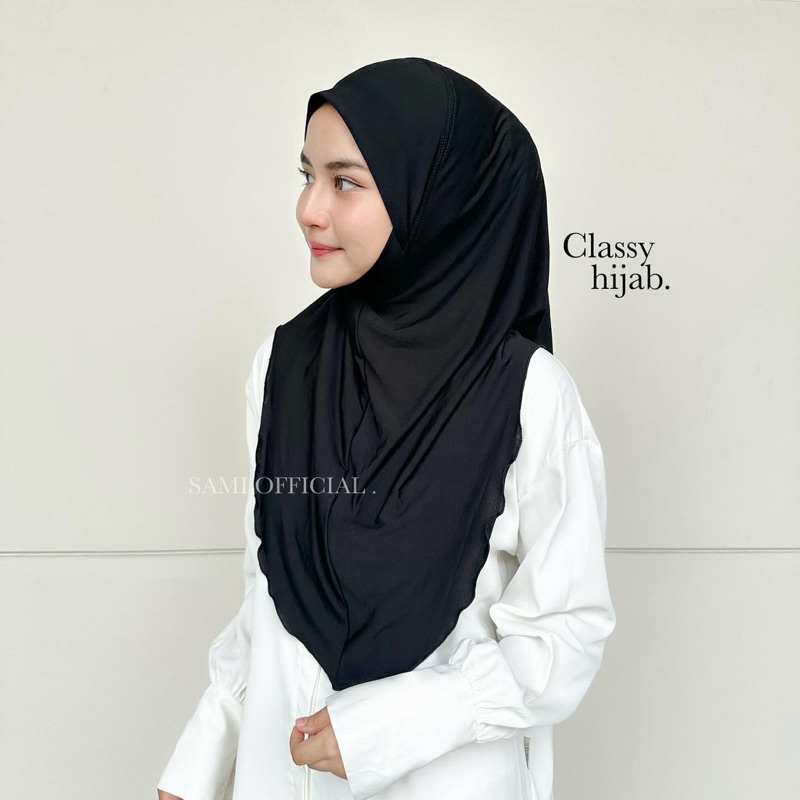 Classy hijab ⋆𐙚₊˚⊹♡⋆-  ฮิญาบหน้านิ่มสวมสำเร็จ ทรงเว้าข้าง ผืนยาวปิดอก แบบสวม ทรงหน้าสวย เรียว ใส่ได้ในทุกๆวัน ✿