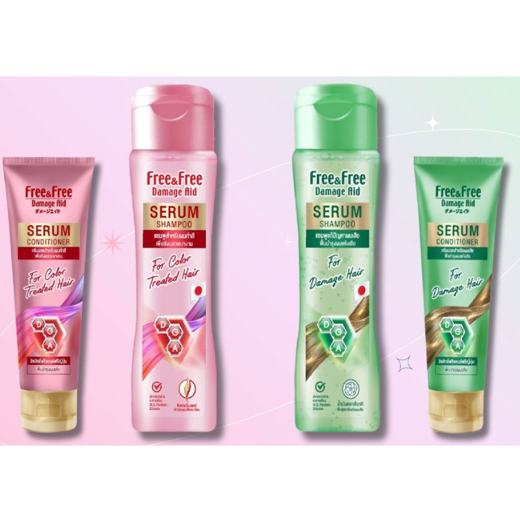ใหม่!!! Free&Free Damage Aid Serum Shampoo ขนาด 300 มล. ฟรีแอนด์ฟรีเซรั่มแชมพู เพื่อผมสวยสุขภาพดีจาก