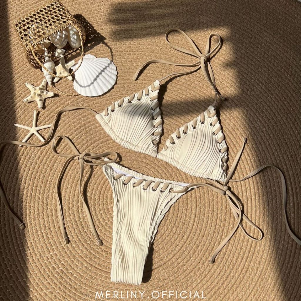 พร้อมส่งจากไทย Elain Bikini บิกินี่เชือก ชุดว่ายน้ำ ชุดไปทะเล bikini เชือกผูก