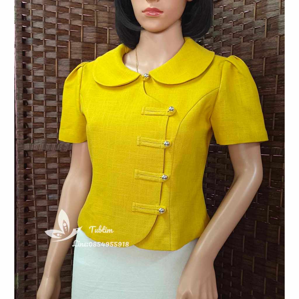 เสื้อใยกัญชงแท้ทอเครื่อง คอกลม แขนสามส่วนอัดซับผ้ากาว