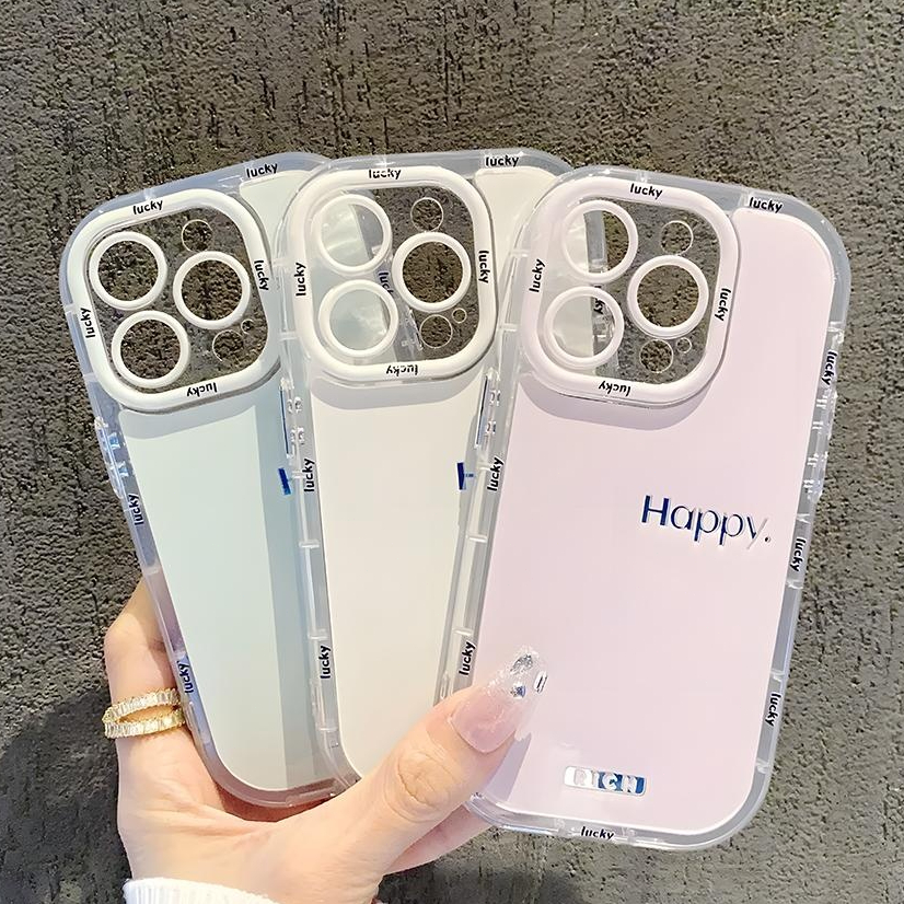 สวยใสเคส for iphone 11 15 16 12 13 14 pro max 8 7 plus XR XS รอยยิ้ม การ์ตูนกราฟฟิตี้ เคสโทรศัพท์ทรงกลมสีครีม อ่อนนุ่ม