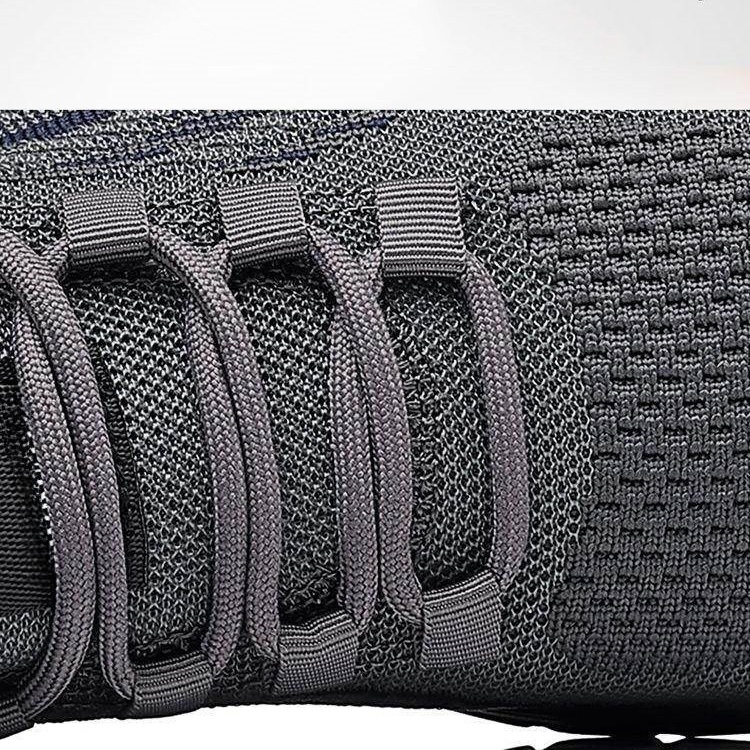 รองเท้าผ้าใบผูกเชือกสำหรับผู้ชายผ้าตาข่ายถักระบายอากาศสวมใส่สบายและมีน้ำหนักเบา พื้นรองเท้ากันลื่นและทนทานต่อการสึกหรอ