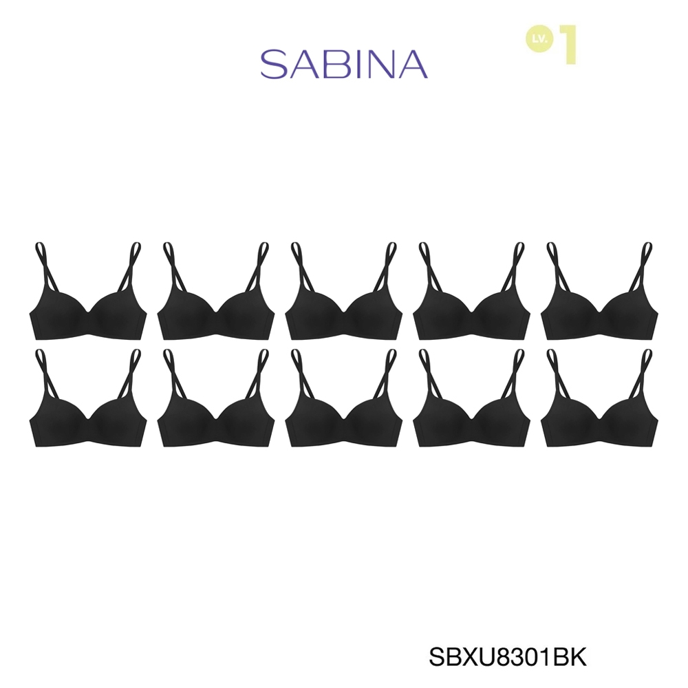 Sabina เสื้อชั้นใน (Set 10 ชิ้น) เสื้อชั้นใน Invisible Wire (ไร้โครง) รุ่น Pretty Perfect รหัส SBXU8301BK สีดำ