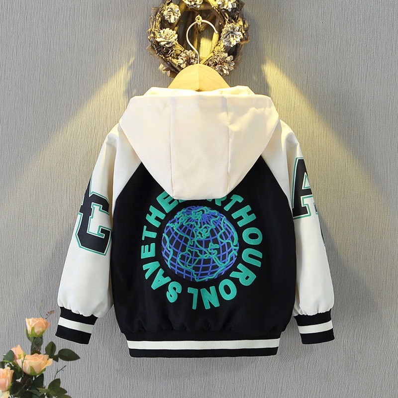 save earth เสื้อแจ็คเก็ตเด็กผู้ชาย ผลิตจากเส้นใยโพลีเอสเตอร์ ซับในเป็นผ้าตาข่ายสีขาวเนื้อนิ่ม กันหนาวได้ปานก