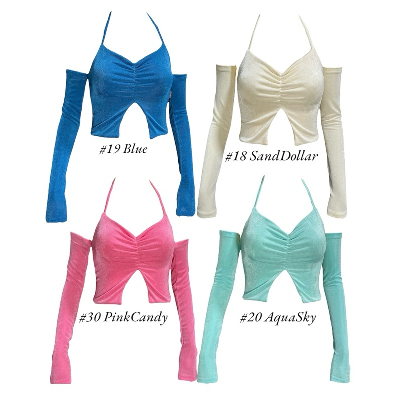 MML207🍄เสื้อคล้องคอ🍄ย่นหน้า🍄แขนยาว🍄