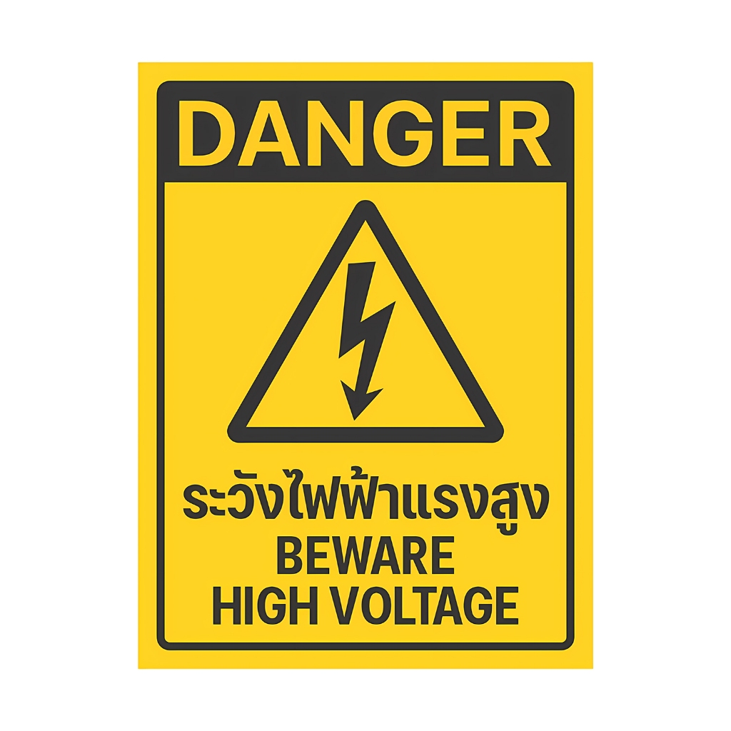 ระวังอันตรายจากไฟฟ้า สติกเกอร์ระวังกระแสไฟฟ้า ป้ายเตือนไฟฟ้าแรงสูง 6x8 cm. 3M แท้ - รูปที่ 4