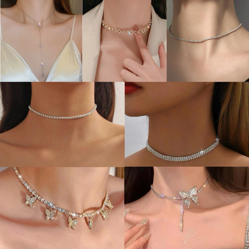 พร้อมส่งในไทย รวมโชคเกอร์สร้อยคอสุดหรู โชคเกอร์เพชร โชคเกอร์ติดคอ สร้อยคอเพชร