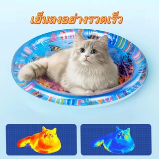 สัตว์เลี้ยงเสื่อน้ำ เตียงแมว 65/100cm ที่นอนเย็น เบาะน้ำพองลม 3 มิติ พร้อมปูปลาดุ้กดิ้กในน้ำ หนาขึ้น