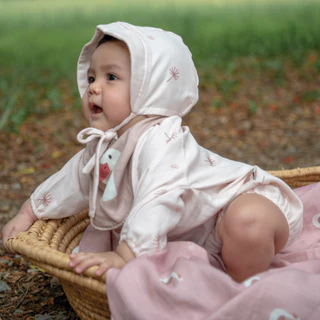 Saeson Tencel™ Classic Bubble Romper Set ชุดรอมเปอร์แขนยาว + หมวก