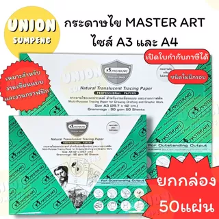 (USP)💯แท้💯 (ยกกล่อง50แผ่น) Master Art กระดาษไขเขียนแบบ A3 และ A4 90แกรม ไม่มีกรอบ กระดาษเขียนแบบ กระดาษลอกลาย กระดาษไข
