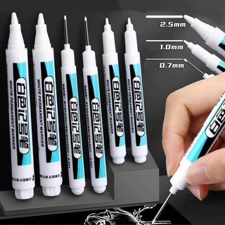 ปากกามาร์กเกอร์ หมึกสีขาว ปากกาเคมี รุ่น หัว 0.7 / 1.0 / 2.5mm แบบกันน้ำ แห้งเร็ว (ราคาต่อด้าม) พร้อมส่ง #ปากกา