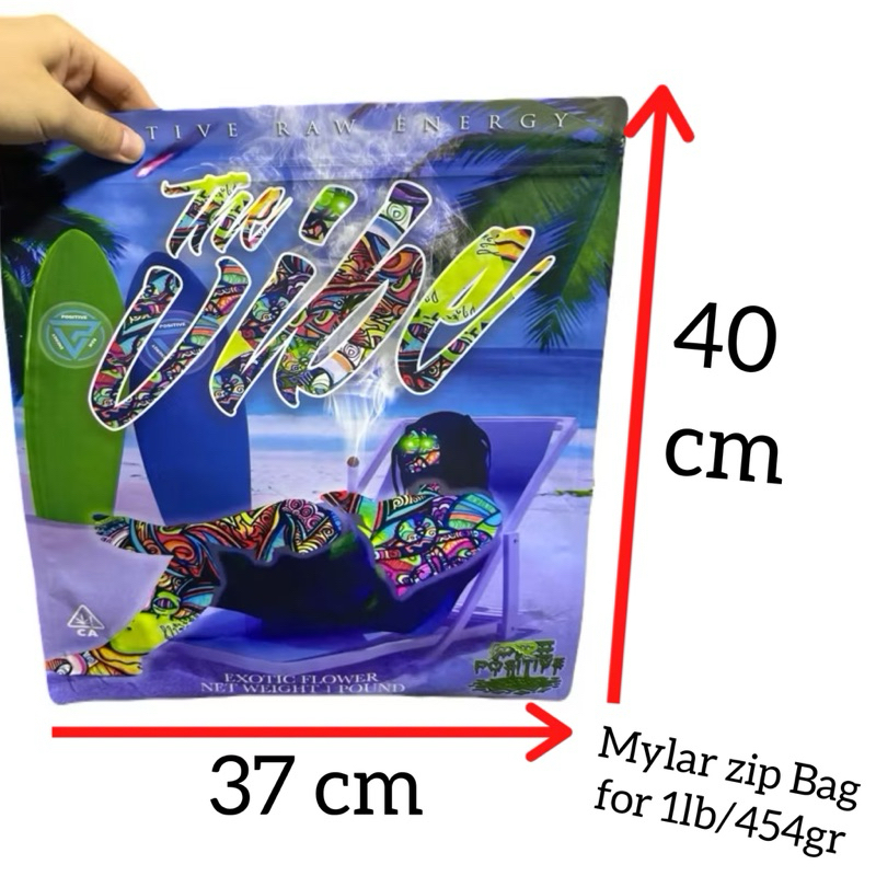 Mylar zip bag size 454 grams / 1 lb The Vibe