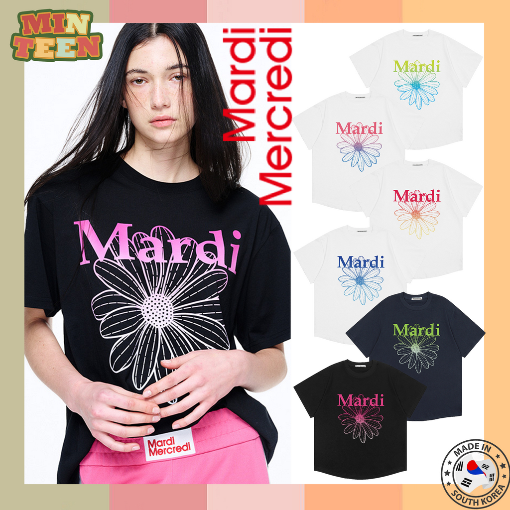 [จัดส่งภายใน 24 ชั่วโมง] Mardi Mercredi TSHIRT FLOWERMARDI GRADATION นำเข้าจากเกาหลี ของแท้