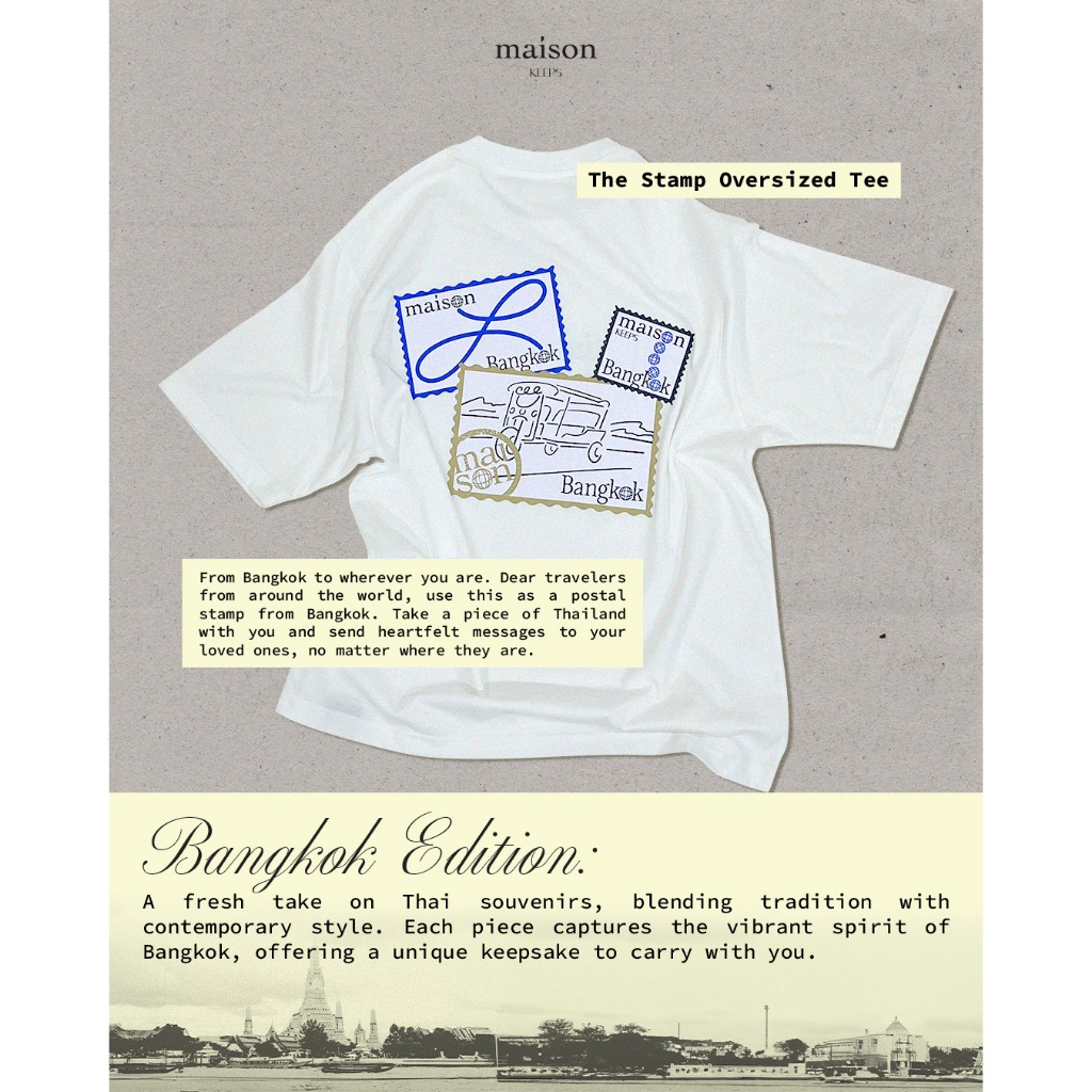 maison KEEPS | The Oversized Stamp Tee | Unisex | เสื้อยืดทรงoversized ลายปริ้นท์ มี 2Sizeให้เลือก อก44″ และ48″ ราคา ถูกที่สุด ดีลบีเคเค แกลเลอรีภาพที่ 6