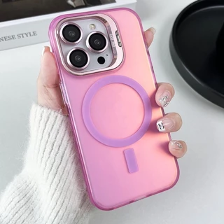 เคสตั้งได้แม่เหล็ก โฮโลแกรม พร้อมฟิล์มกระจกกล้อง Magnetic Case For iPhone 14 Pro Max 13 Pro 12 11