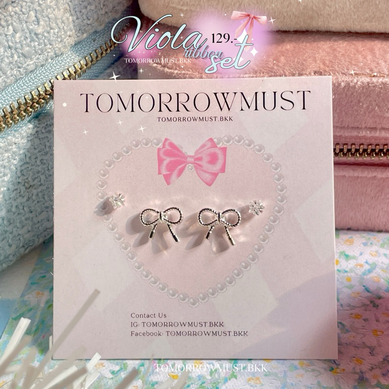 🎀✨🍞 Viola ribbon set earring 🍞✨🎀