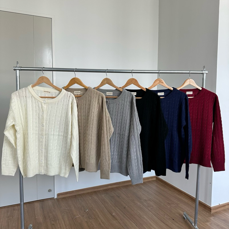 (สีแดงเติม ช่วง 23ธันวา) molly cardigan เปีย คาร์ดิแกน ไหมพรม คอกลม ไซส์ใหญ่