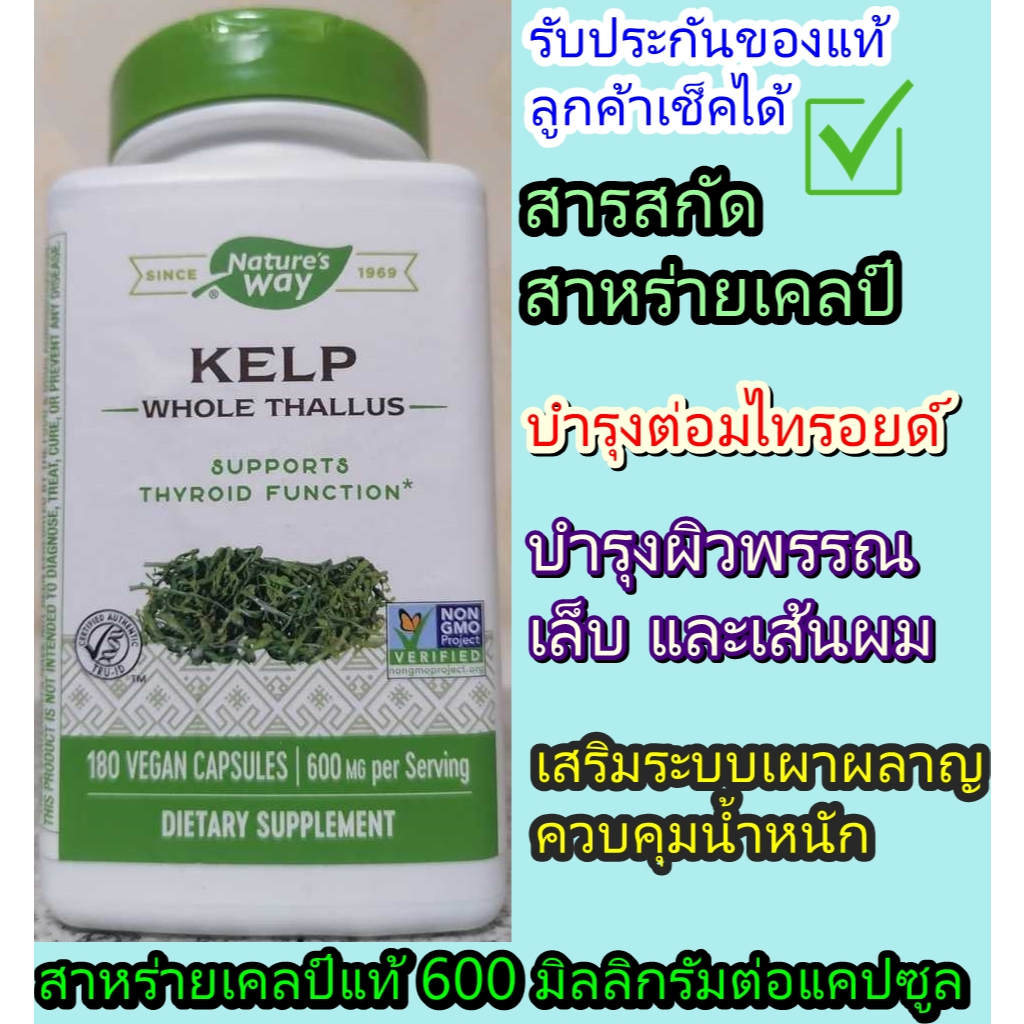 [ของแท้] Nature's Way Kelp Whole Thallus 600 mg บำรุงต่อมไทรอยด์ เสริมสร้างระบบเผาผลาญ ควบคุมน้ำหนัก ด้วยสาหร่ายเคลป์