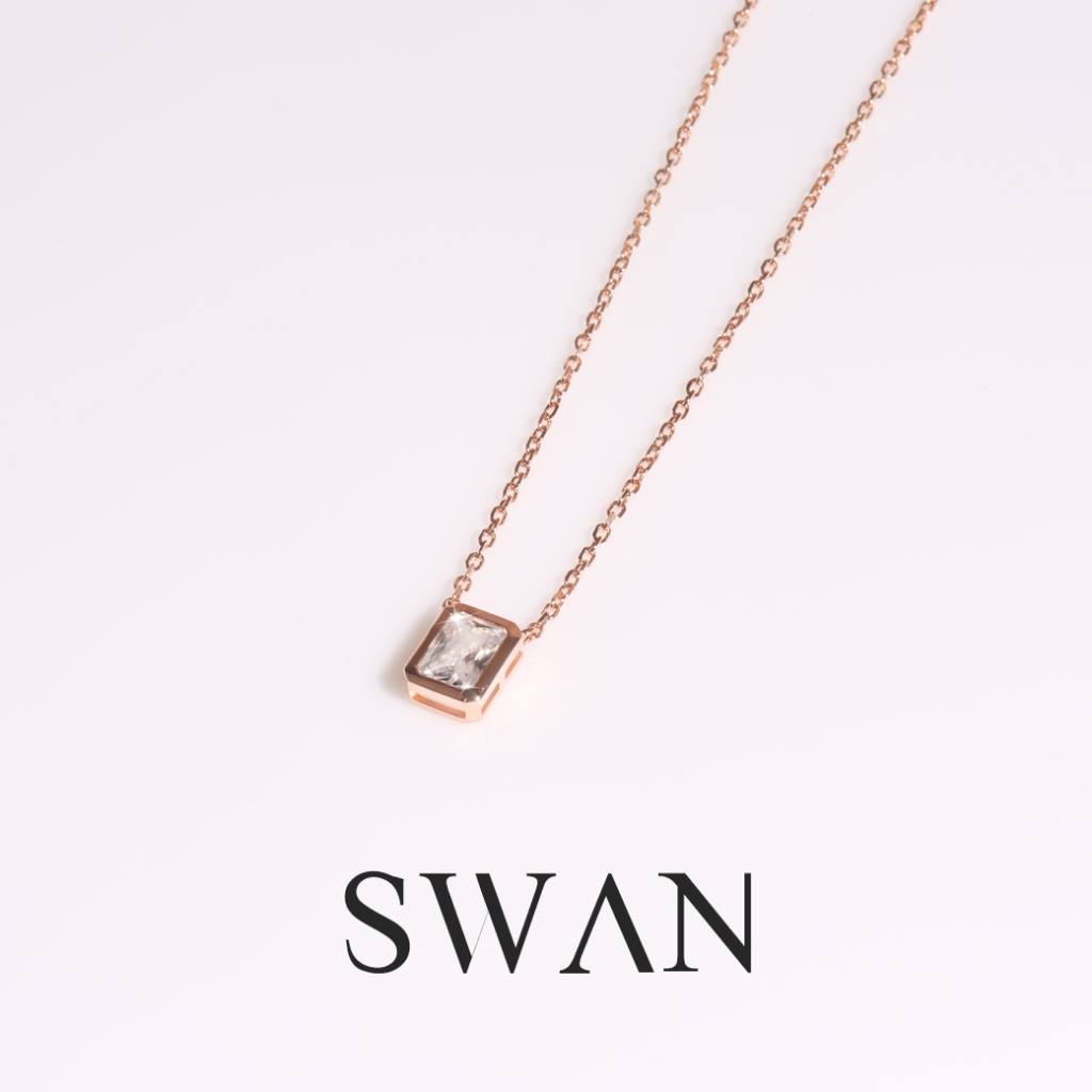 SWAN قلادة فضة Emerald Bezel بزركون — صورة 8