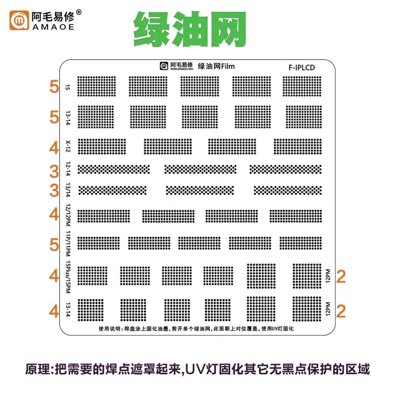 แผ่นสำหรับทำไอซีจอไส่กาวuv iP x/11/12/13/14/-15pm