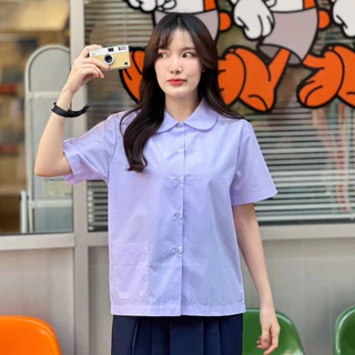 เสื้อนักเรียน คอบัว ตราละมุด เสื้อนักเรียนประถม ✅ฟรี ปักชื่อ✅