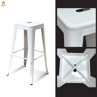 เก้าอี้บาร์เหล็ก ทรงสูง ไม่มีพนักพิง ใช้เปิดร้าน ขนาด41*41*76cm สีสีขาวกับสีดำ