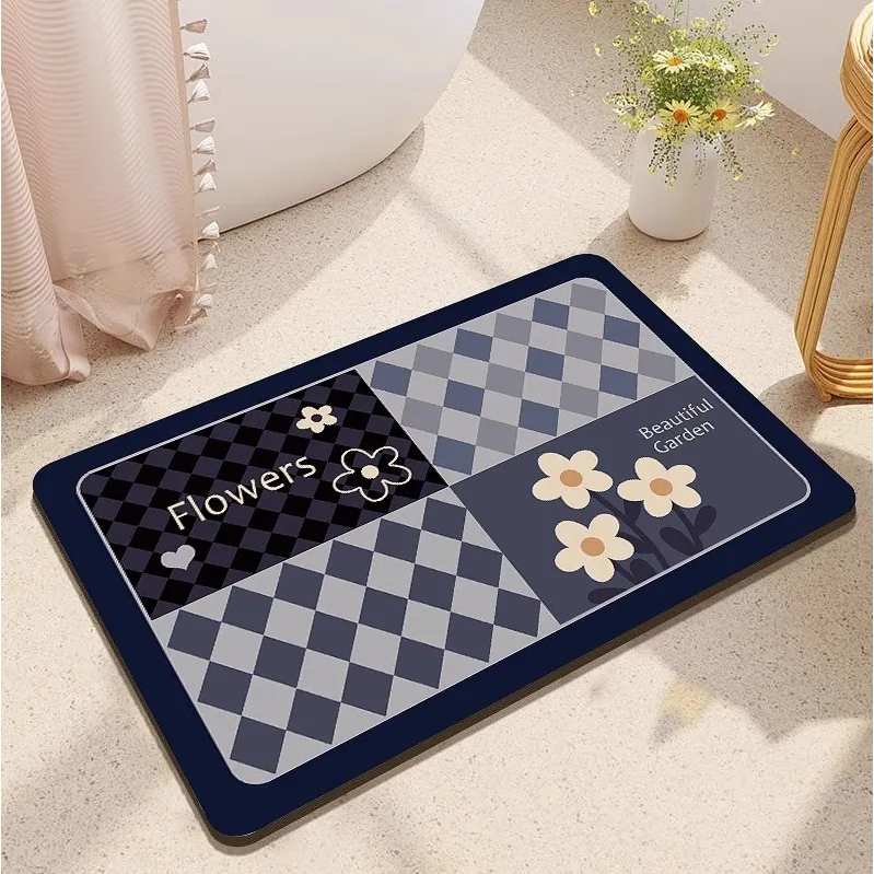 พรมเช็ดเท้ากันลื่น เกรดA ไดอะตอม แบบแห้งเร็ว 60x40cm ดูดซับน้ำได้ดี พรมเช็ดเท้า แห้งไว แผ่นดูดซับไดอะตอม พรมห้องน้ำ