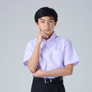 เสื้อนักเรียนชาย ตราละมุด สีขาวโอโม่ อก 30-52 นิ้ว เนื้อผ้าคุณภาพดี ถูกระเบียบ ✅ฟรี ปักชื่อ✅