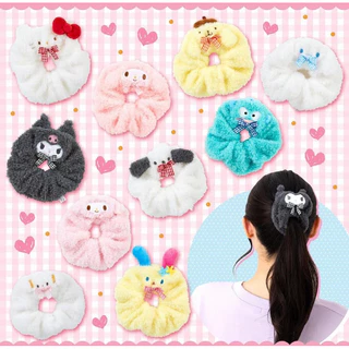 🌸🇯🇵New! Sanrio กิ๊บ ซานริโอ้ ตุ๊กตา ฟู นุ่มนิ่ม kitty melody kuromi cinnamoroll ยางมัดผม scrunchie Sanrio แท้ ญี่ปุ่น 🇯🇵