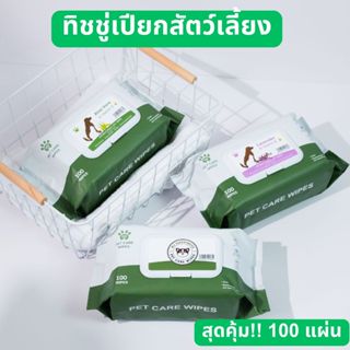 100 แผ่นใหญ่ ทิชชู่เปียก ผ้าเปียก สัตว์เลี้ยง Pet Wipes