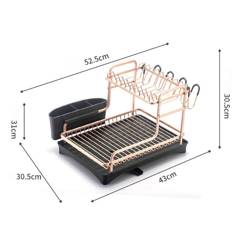 ชั้นคว่ำจานอลูมิเนียม แบบ2ชั้น ที่คว่ำจาน สตไล์หรู มีที่ระบายน้ำ Aluminium dish drying rack 2layers - รูปที่ 7