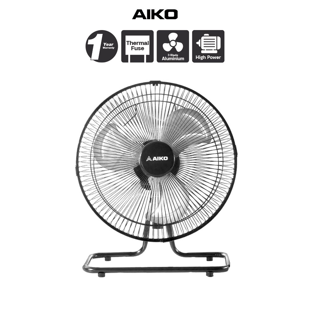 AIKO AVF-210 พัดลมตั้งโต๊ะ 10 นิ้ว พัดลมเล็กใบพัดอลูมิเนียม Mini Turbo compact size พัดลมส่าย ก้มเงย