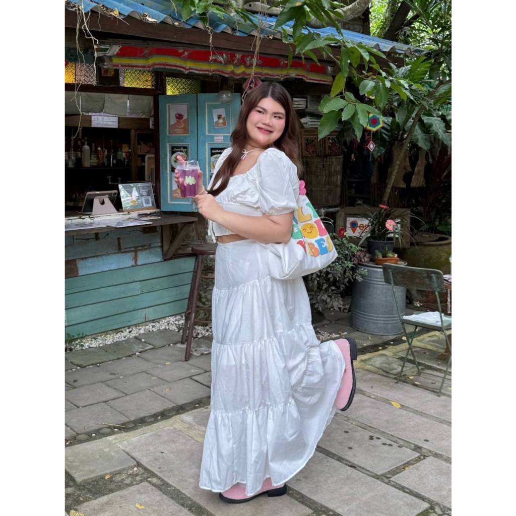 CiCi Plus+ (9051) กระโปรงยาว มีซับใน ชายบาน เข้ารูปเก็บสัดส่วน สไตล์สาวพลัสไซส์ รูปที่ 7