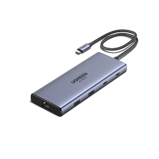 UGREEN อะแดปเตอร์ HUB Type C USB-C to 2HDMI+USB-A 3.2+2USB-C 3.2+USB-A 3.0+SD/TF+RJ45+PD 10in1 รองรับ 4K60Hz รุ่น 45380