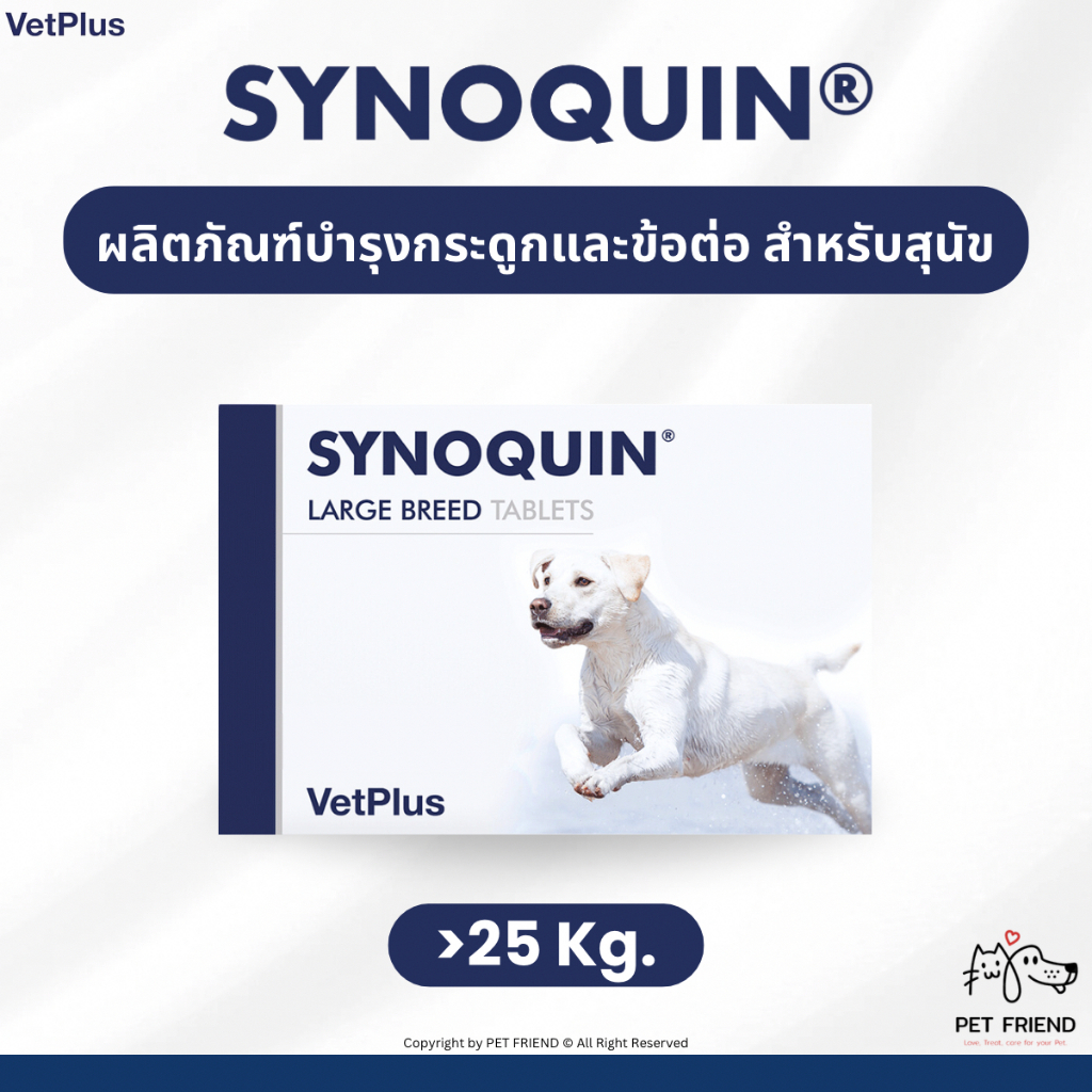 SYNOQUIN 🐶 (ไซโนควิน) บำรุงข้อและกระดูกสุนัข ชนิดเคี้ยวเหมือนขนม กล่อง 30 เม็ด